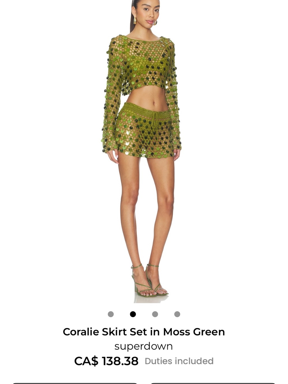 superdown Moss Green Sequin Mini Skirt